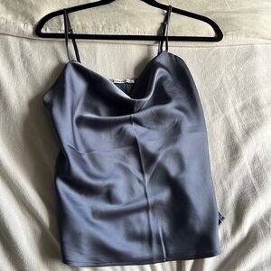 Grey/blue satin top